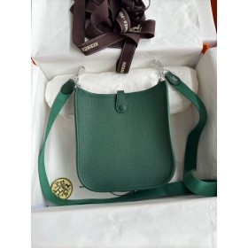 Hermes Evelyne Mini Handmade Bag in Malachite Clemence Leather