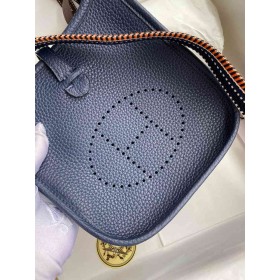 Hermes Evelyne Mini Handmade Bag in Navy Blue Clemence Leather