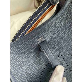 Hermes Evelyne Mini Handmade Bag in Navy Blue Clemence Leather