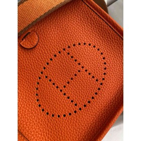 Hermes Evelyne Mini Handmade Bag in Orange Clemence Leather