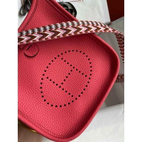 Hermes Evelyne Mini Handmade Bag in Rose Lipstick Clemence Leather