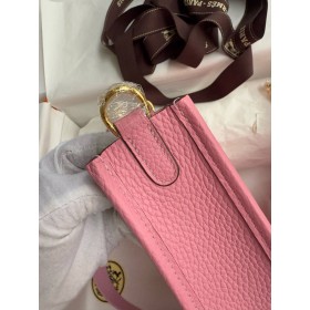 Hermes Evelyne Mini Handmade Bag in Rose Sakura Clemence Leather