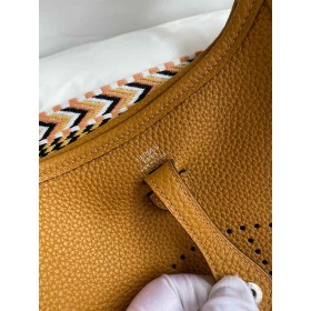Hermes Evelyne Mini Handmade Bag in Sesame Clemence Leather