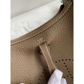 Hermes Evelyne Mini Handmade Bag in Taupe Clemence Leather