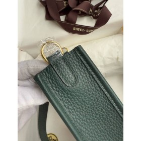 Hermes Evelyne Mini Handmade Bag in Vert Cypres Clemence Leather