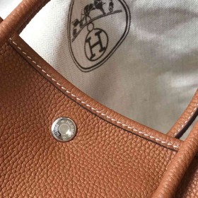 Hermes Garden Party 30 Bag In Gold Taurillon Leather