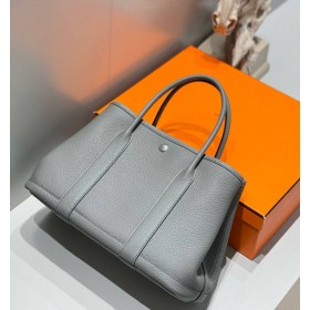 Hermes Garden Party 30 Bag In Gris Meyer Taurillon Leather