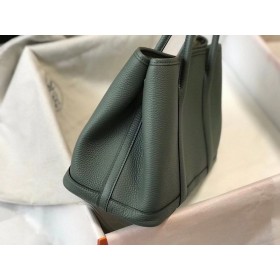 Hermes Garden Party 30 Bag In Vert Amande Taurillon Leather