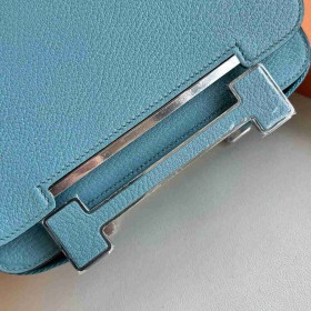 Hermes Geta Handmade Bag in Blue Jean Chevre Mysore Leather