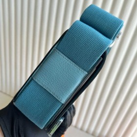 Hermes Geta Handmade Bag in Blue Jean Chevre Mysore Leather