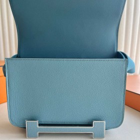 Hermes Geta Handmade Bag in Blue Jean Chevre Mysore Leather