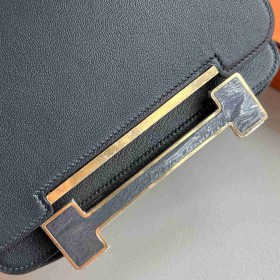 Hermes Geta Handmade Bag in Graphite Chevre Mysore Leather