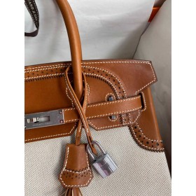 Hermes Ghillies Birkin 30cm Limited-edition Bag In Toile &amp; Gold Swift Leather
