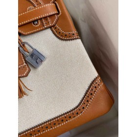 Hermes Ghillies Birkin 30cm Limited-edition Bag In Toile &amp; Gold Swift Leather