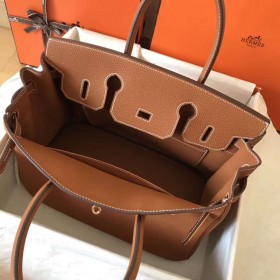 Hermes Birkin 30 Handmade Bag In Gold Clemence Leather