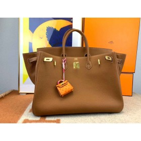Hermes Birkin 40 Handmade Bag In Gold Clemence Leather