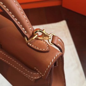Hermes Kelly Mini II Handmade Bag In Gold Swift Calfskin