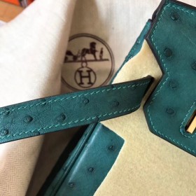 Hermes Birkin 30 Handmade Bag In Green Ostrich Skin