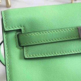 Hermes Kelly Danse Handmade Bag In Green Swift Leather