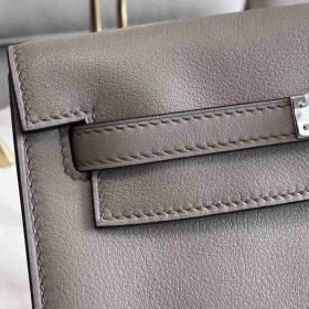 Hermes Kelly Danse Handmade Bag In Grey Swift Leather