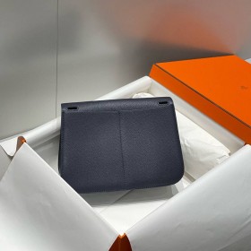 Hermes Halzan 25 Bag in Blue Nuit Clemence Leather