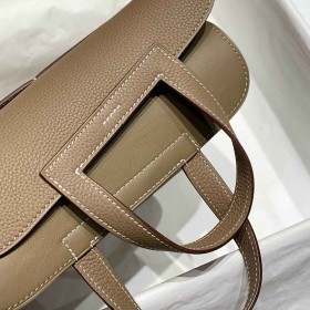Hermes Halzan 25 Bag in Taupe Clemence Leather