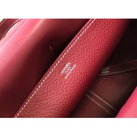 Hermes Halzan 31cm Bag In Bordeaux Clemence Leather