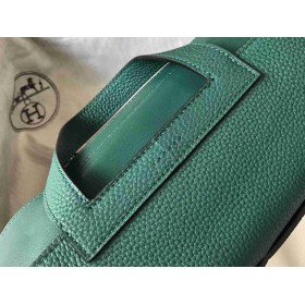 Hermes Halzan 31cm Bag In Malachite Clemence Leather
