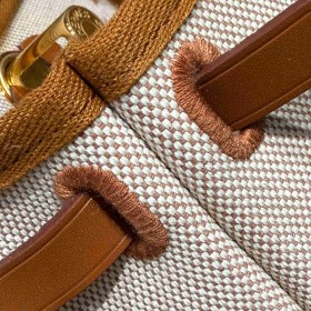 Hermes Herbag Zip 20 Bag in Canvas and Gold Hunter Calfskin