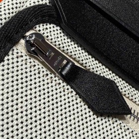 Hermes Herbag Zip 20 Bag in Grey Canvas and Black Hunter Calfskin