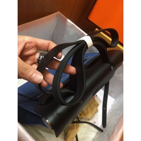 Hermes Herbag Zip 31cm Bag In Black And Blue