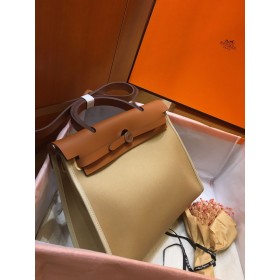 Hermes Herbag Zip 31cm Bag In Brown And Beige