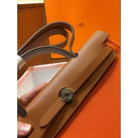 Hermes Herbag Zip 31cm Bag In Brown And Orange
