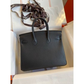 Hermes HSS Birkin 25 Bicolor Bag in Black and Blue Chevre Mysore Goatskin