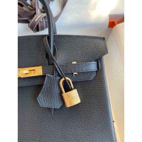 Hermes HSS Birkin 25 Bicolor Bag in Black and Blue Chevre Mysore Goatskin