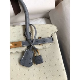 Hermes HSS Birkin 30 Bicolor Bag in Beton and Gris Agate Ostrich Leather