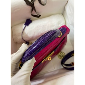 Hermes HSS Kelly 28 Sellier Bag in Scheherazade and Purple Niloticus Crocodile Shiny Skin