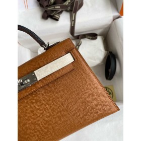Hermes HSS Kelly Mini II Sellier Tri-color Bag in Gold/Craie/Black Epsom Calfskin