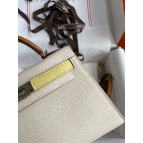 Hermes HSS Kelly Mini II Sellier Tri-color Bag in Nata/Craie/Black Epsom Calfskin