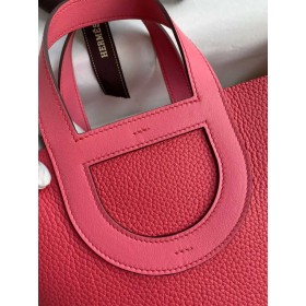 Hermes In The Loop 18 Handmade Bag in Rose Lipstick Clemence Leatherther