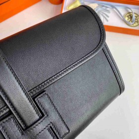 Hermes Jige Elan 29 Clutch Bag In Black Swift Calfskin