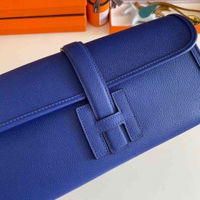 Hermes Jige Elan 29 Clutch Bag In Blue Electric Epsom Leather