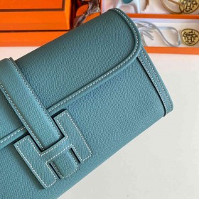 Hermes Jige Elan 29 Clutch Bag In Blue Jean Epsom Leather