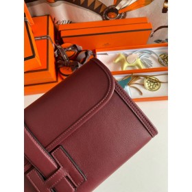 Hermes Jige Elan 29 Clutch Bag In Bordeaux Swift Calfskin