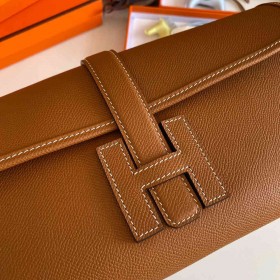 Hermes Jige Elan 29 Clutch Bag In Gold Epsom Leather