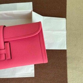 Hermes Jige Elan 29 Clutch Bag In Rose Lipstick Epsom Leather