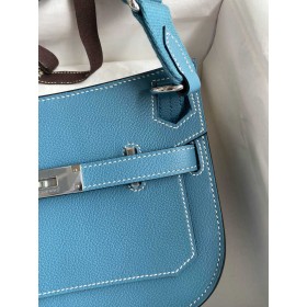 Hermes Jypsiere Mini Handmade Bag In Blue Jean Evercolor Calfskin