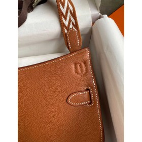 Hermes Jypsiere Mini Handmade Bag In Gold Evercolor Calfskin