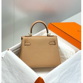 Hermes Kelly 20cm Bag In Chai Clemence Leather GHW
