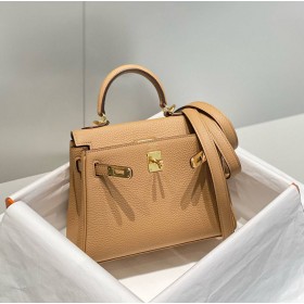 Hermes Kelly 20cm Bag In Chai Clemence Leather GHW